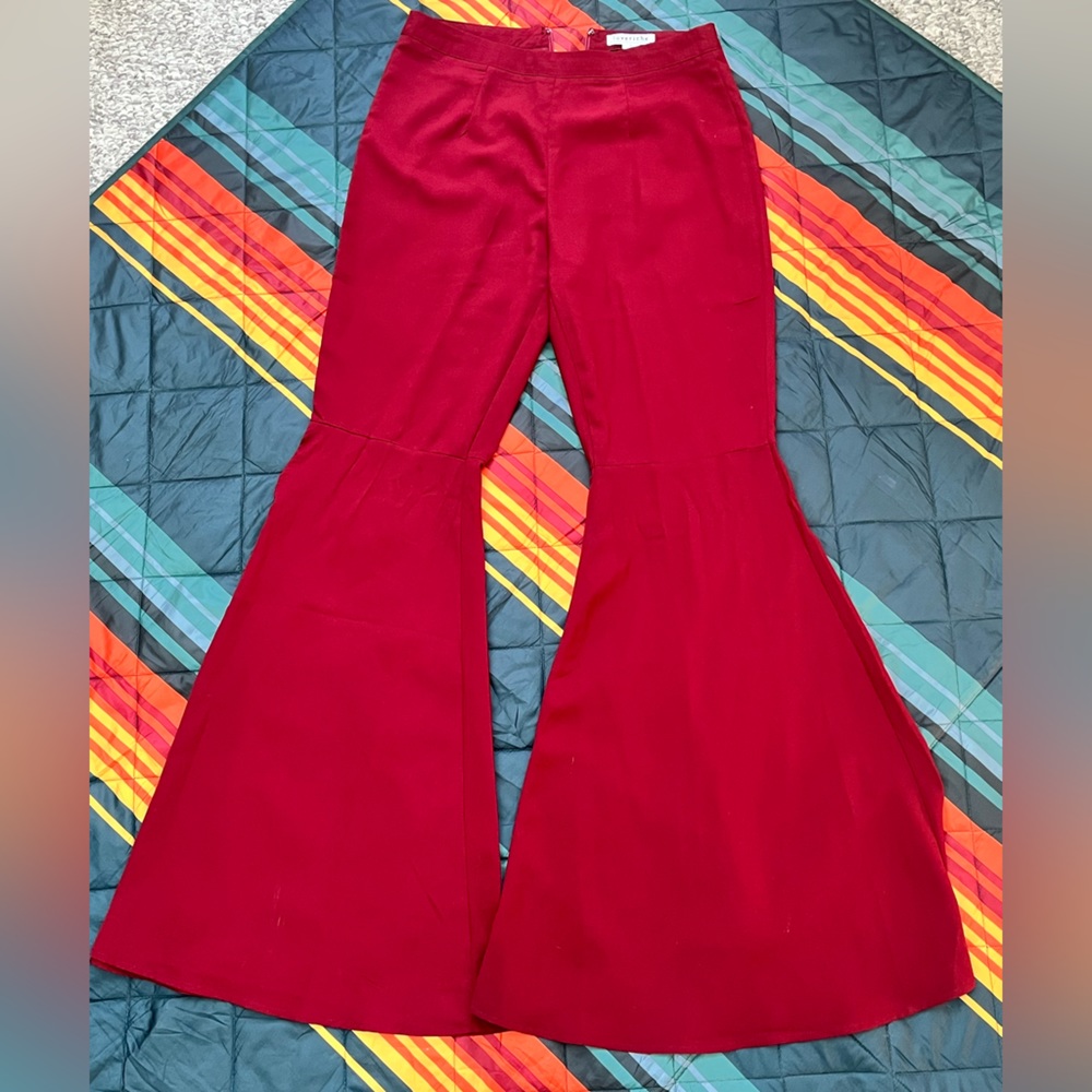 Red flare pants